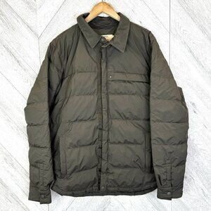 Prana Pinchot Shirt Jacket Down Quilted Puffer Mens Size XL Dark Olive DWR